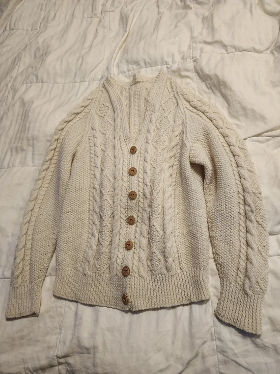 HANDMADE Cable Knit Button-Front Sweater Cardigan - Picture 1 of 11